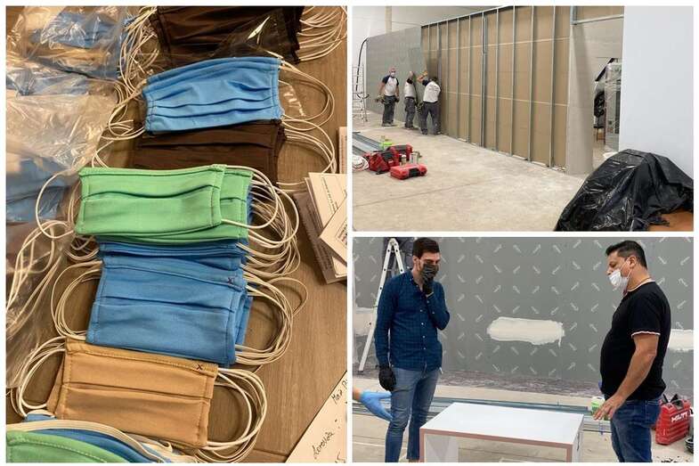 Montaje de la fábrica que producirá las mascarillas (Foto TA)